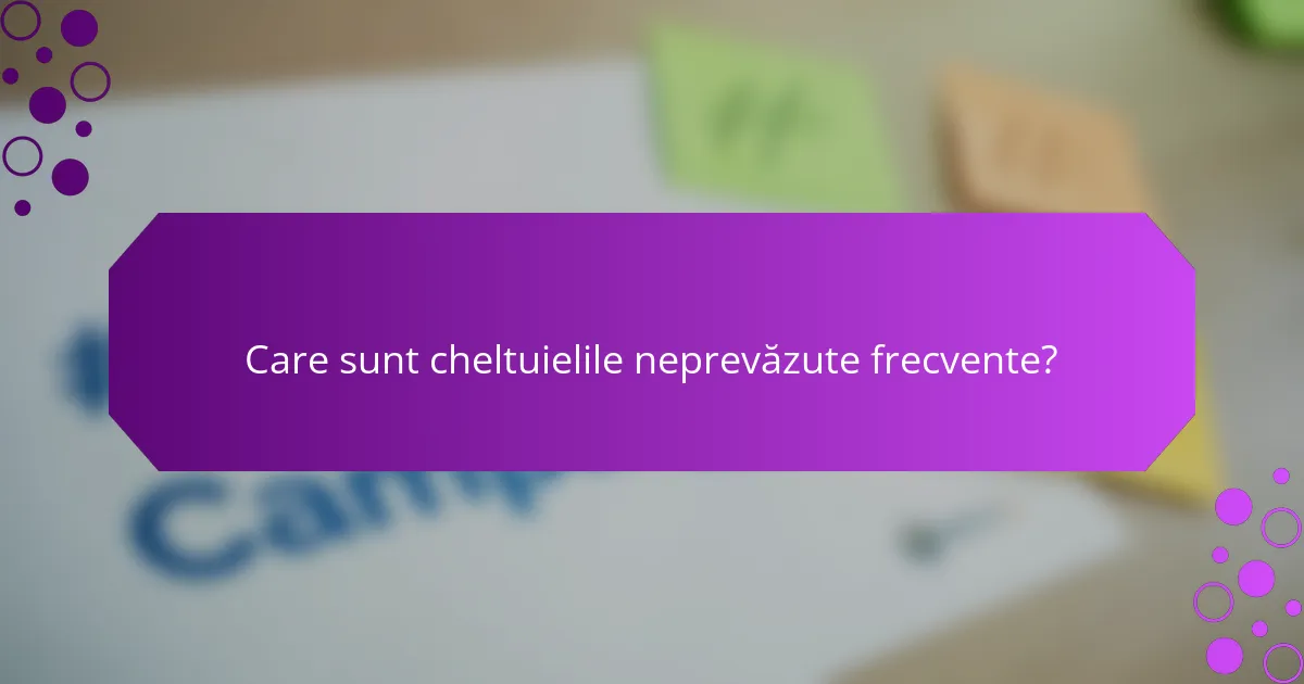 Care sunt cheltuielile neprevăzute frecvente?
