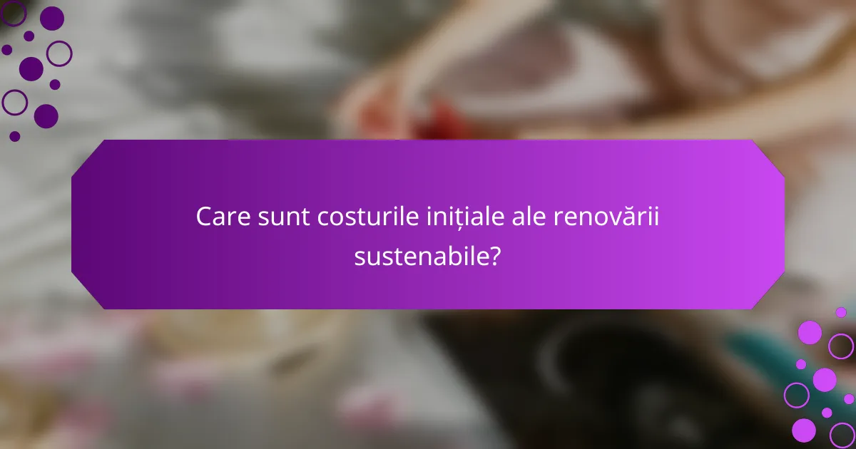 Care sunt costurile inițiale ale renovării sustenabile?