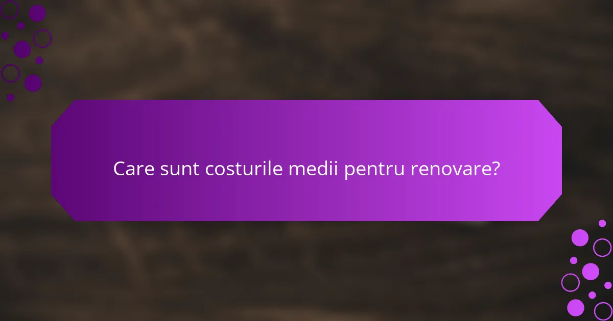 Care sunt costurile medii pentru renovare?