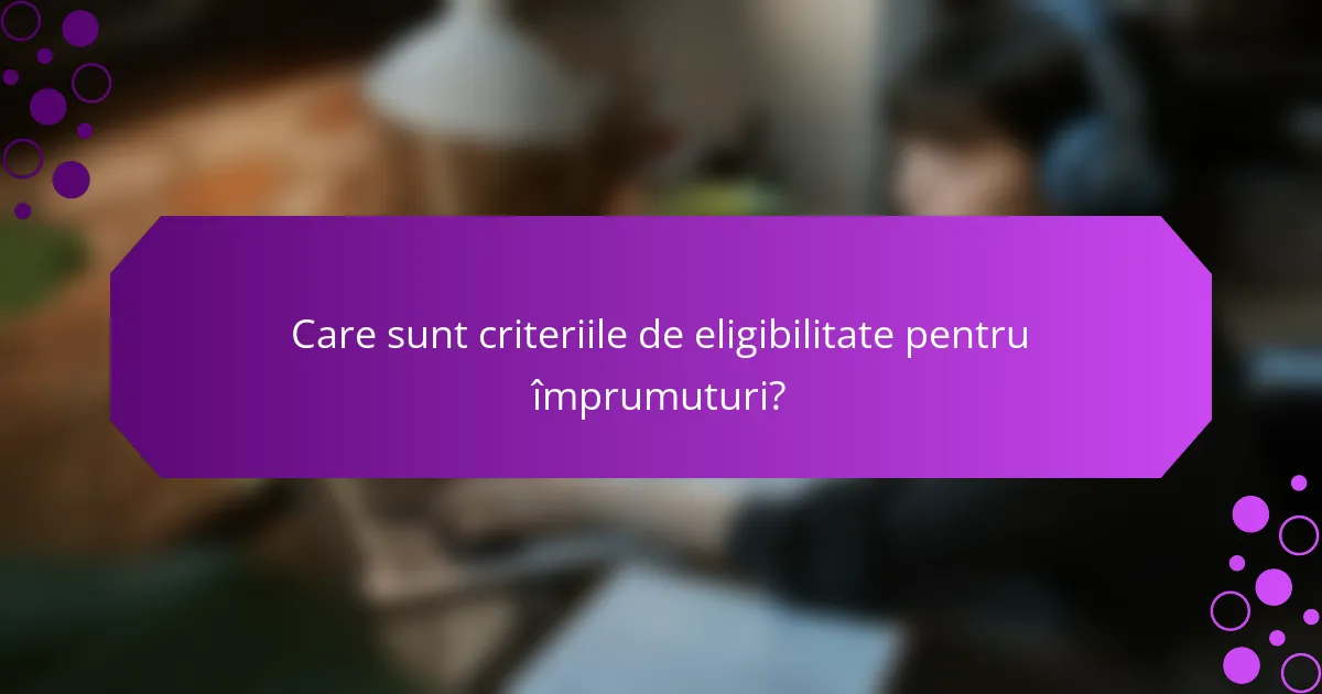 Care sunt criteriile de eligibilitate pentru împrumuturi?
