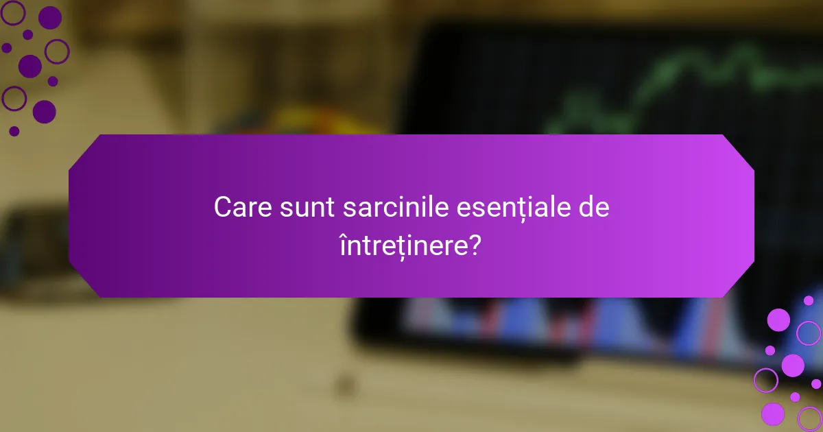 Care sunt sarcinile esențiale de întreținere?