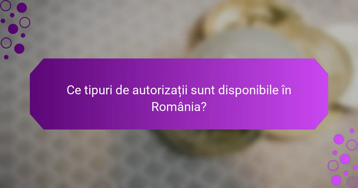 Ce tipuri de autorizații sunt disponibile în România?