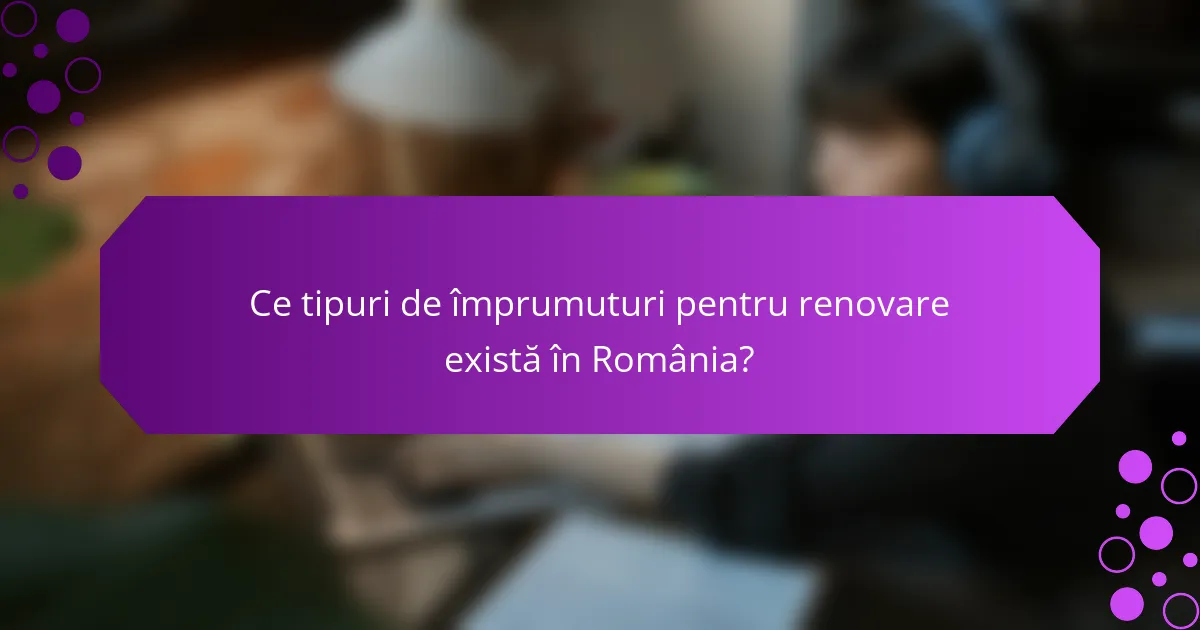 Ce tipuri de împrumuturi pentru renovare există în România?