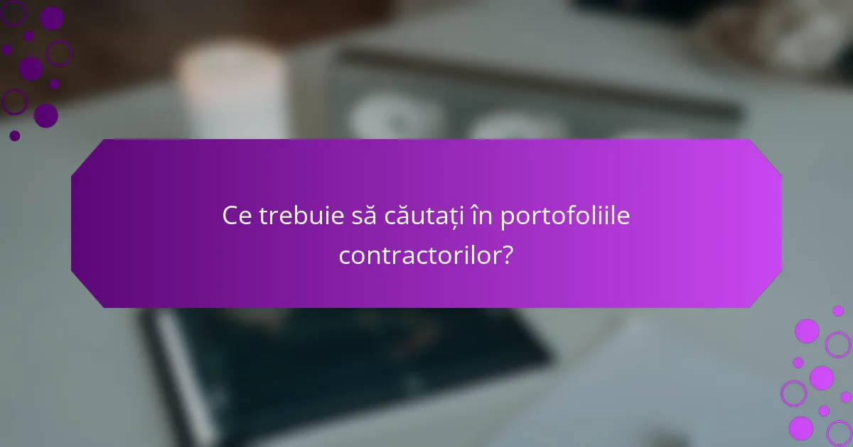 Ce trebuie să căutați în portofoliile contractorilor?