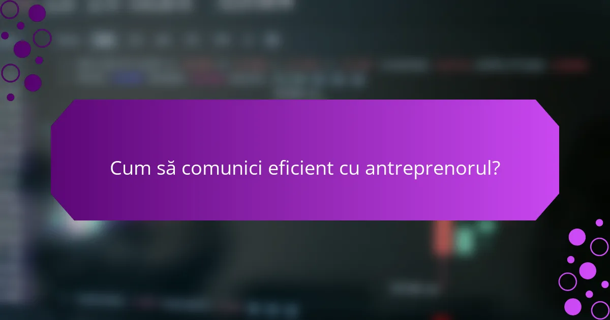 Cum să comunici eficient cu antreprenorul?