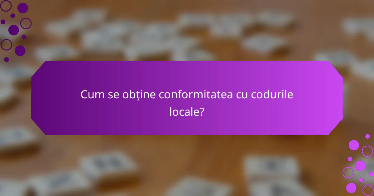 Cum se obține conformitatea cu codurile locale?